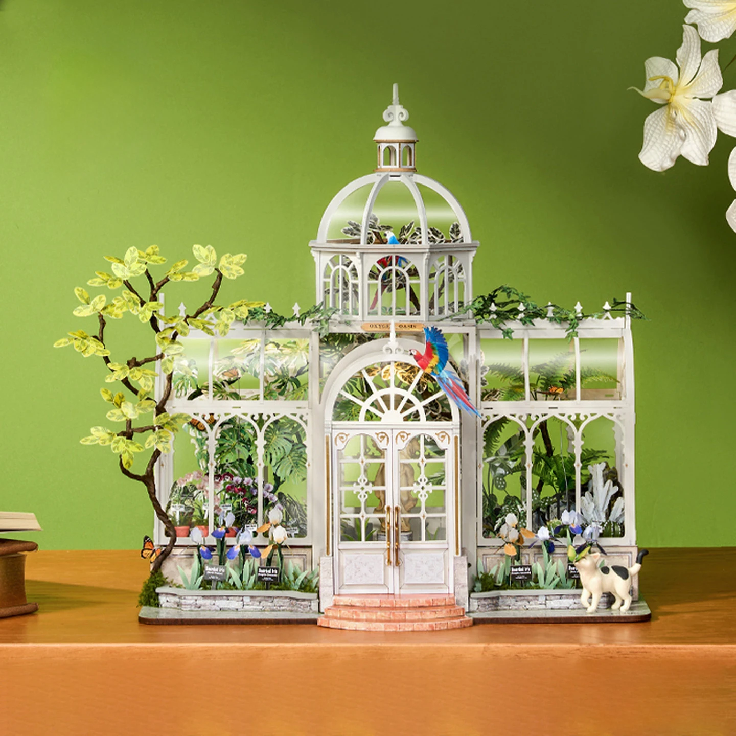 Фото Набор для сборки миниатюрного садового домика-теплицы DIY Light Oxygen Greenhouse – 3D деревянный пазл, романтическая модель художественного коттеджа со светодиодной подсветкой, подарок на день рождения №1