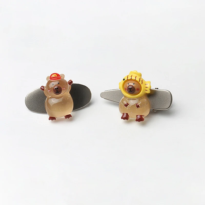 Мультяшная капибара прозрачная заколка для волос женские боковые заколки