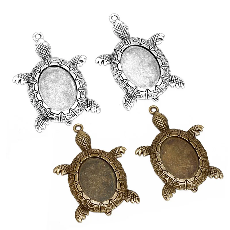 

10pcs Tortoise Antique Bronze Cameo Cabochon Base Pendant Setting 18x25mm Cabochon Base Jewelry Findings Making DIY Components