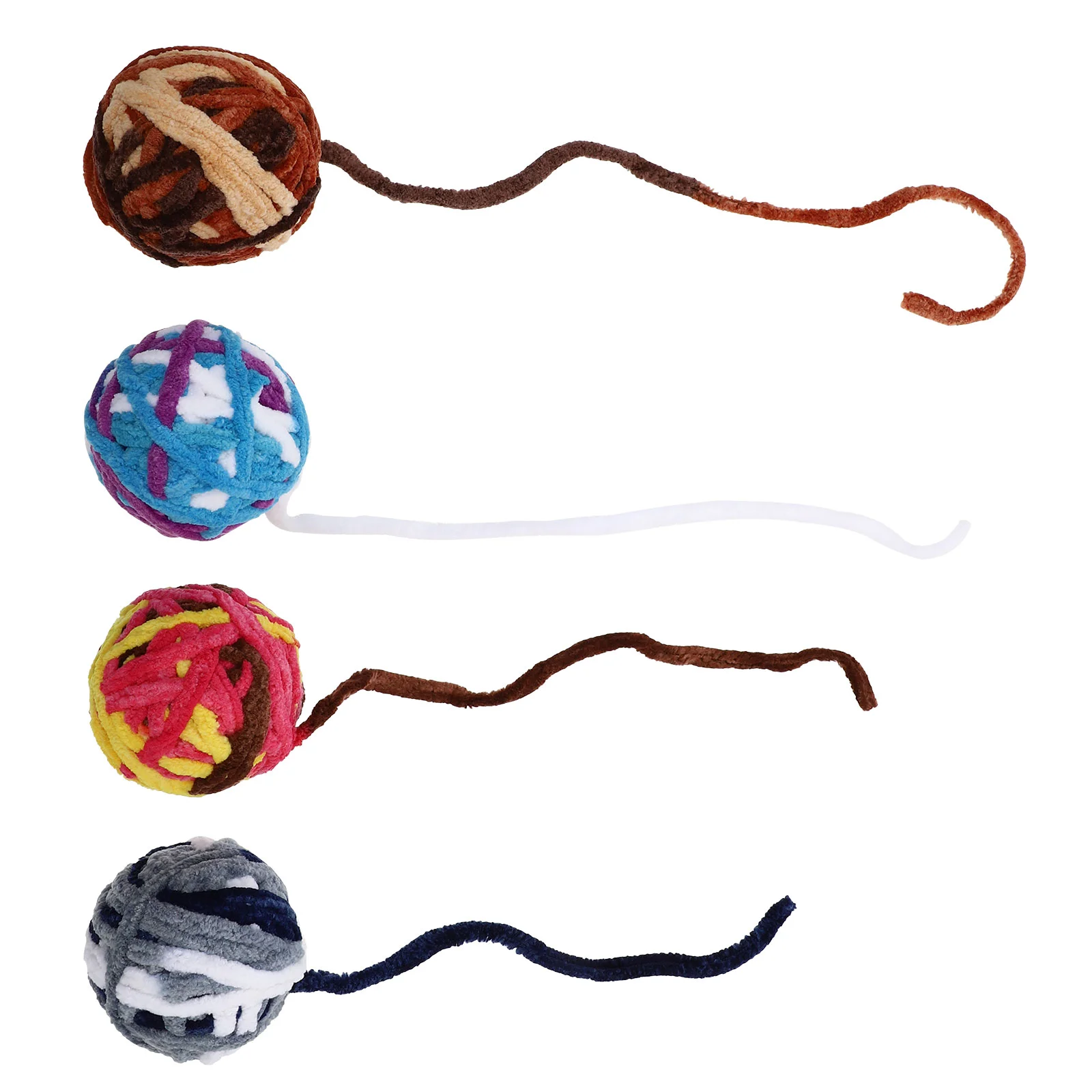 

4Pcs Playthings Woolen Yarn Colorful Interactive Cotton Gnawing Toys Bells for Cat