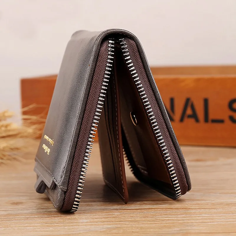 Men New Casual Clutch Bag Billetera Leather Wallet Zipper Mens Money Bag Card Holder Carteras Tarjetero Monederos