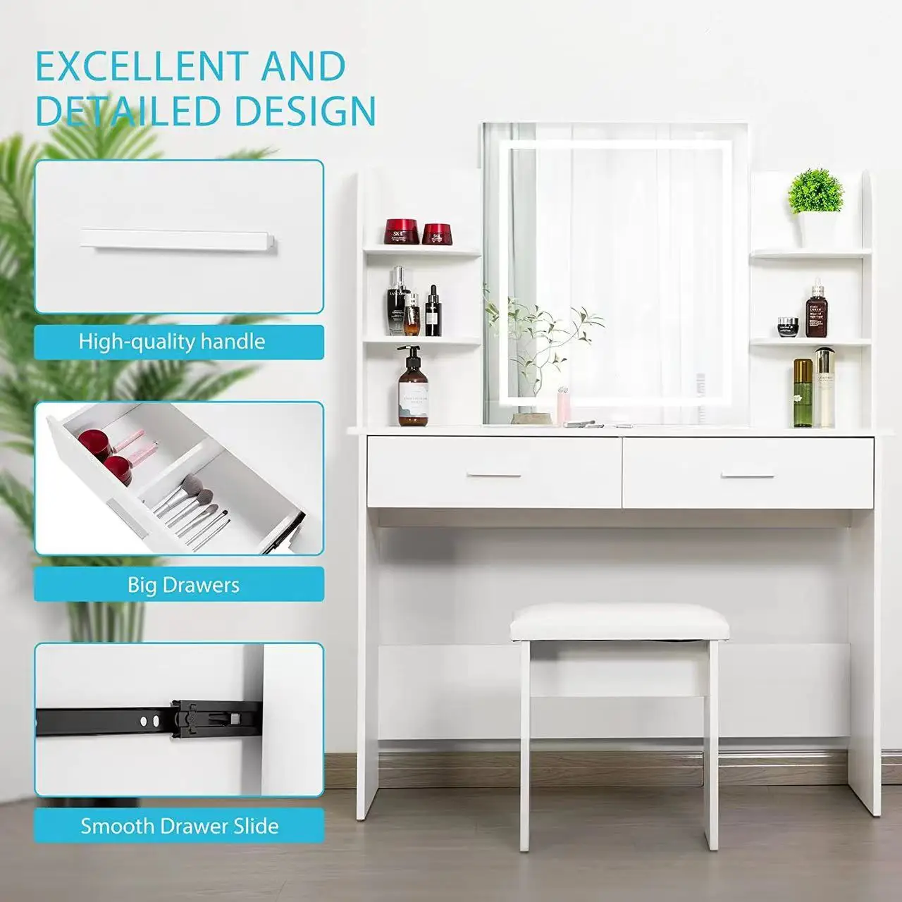 Искусственный голливудский туалетный столик для макияжа с зеркальным