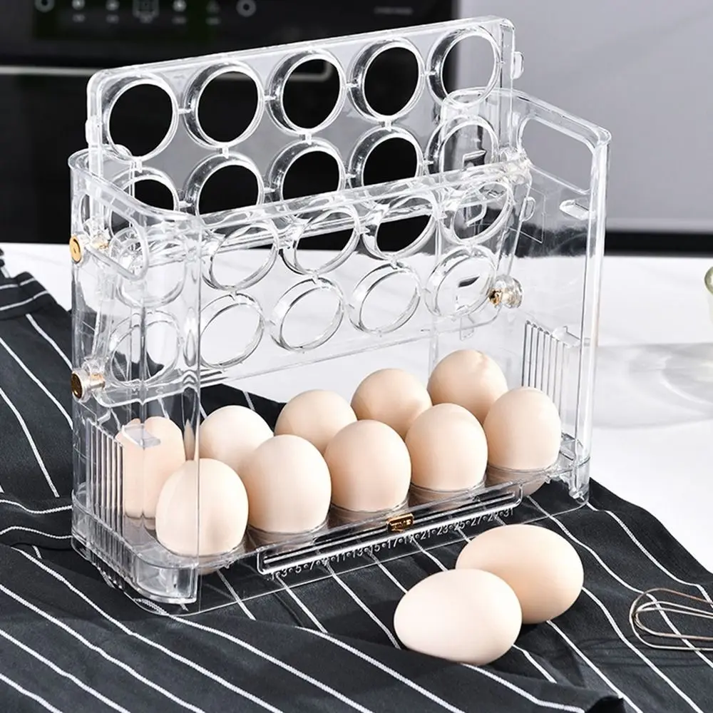 

Plastic Egg Storage Box Fresh-keeping Space-saving Egg Container Reversible Large Capacity Kitchen Accessories Refrigerator