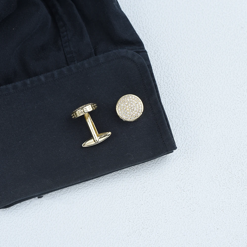 ICEYY высококачественные латунные металлические кубические круглые запонки Ziron