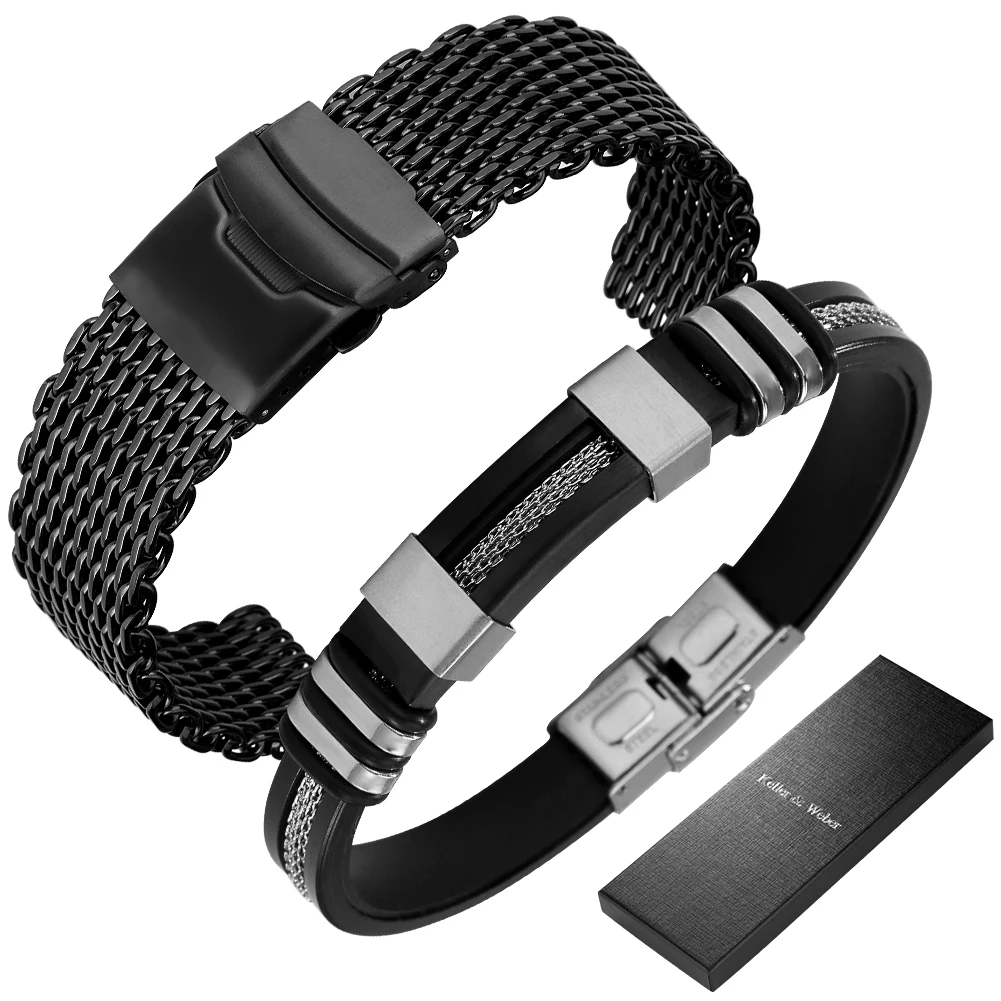 Men's Original Gift Set Premium Black Metal Steel Strap 18/20/22/24mm Universal Replacement Watchband Bracelet with Tool Gifts