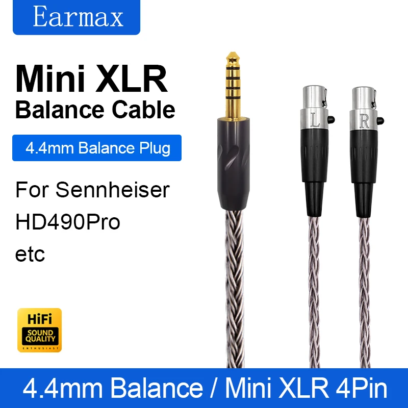 Фото Earmax для Sennheiser HD490 Pro Plus, сменный 4,4 мм однокристальный медный Балансирующий провод Jinbao, четырехъядерный обновленный кабель №5
