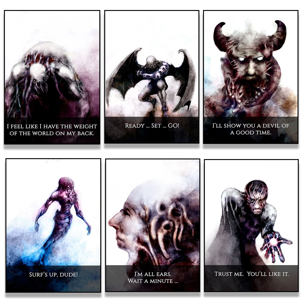 Готовый набор смешные художественные принты в виде монстра цитаты искусство на