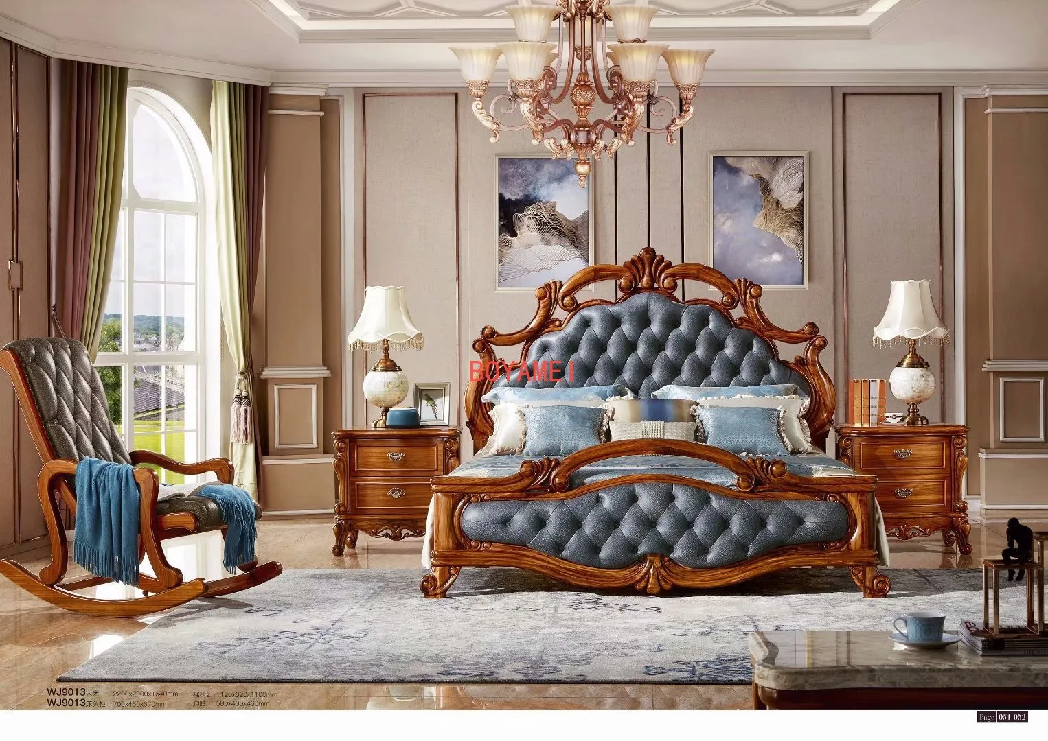 

Malan furniture new Chinese full solid wood bed 1.8m ebony double bed master bedroom Chinese Carved villa furniture