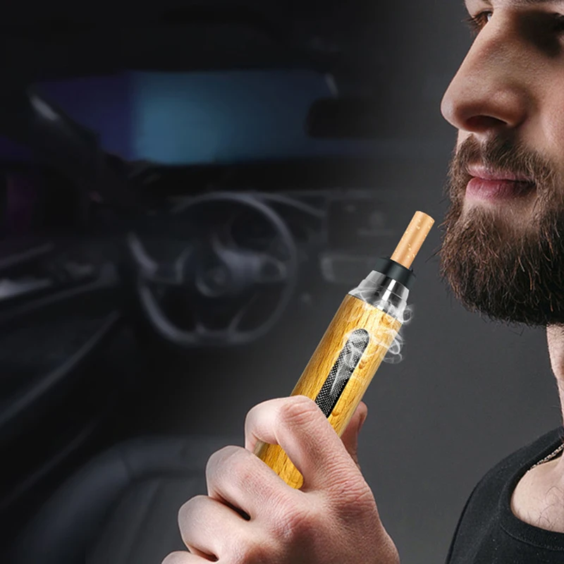 

Портативная автомобильная пепельница, мини автомобильная пепельница, чехол для сигарет с защитой от образования пыли, роскошный деревянный держатель для сигарет