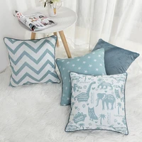 light blue elephant cushion cover pentagram flannel pillowcase 45x45cm for home sofa decorative soft solid color throw pillows