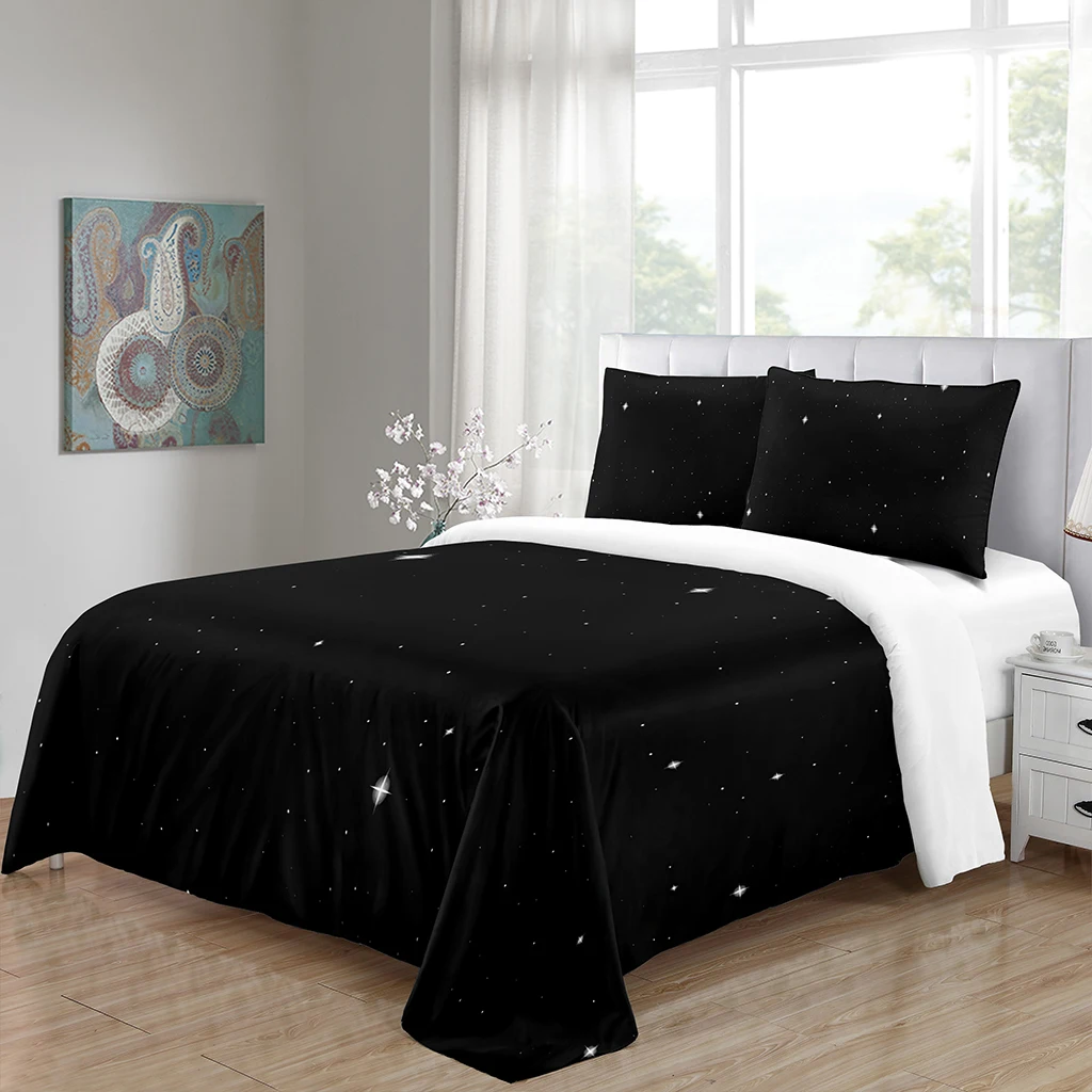 

3 Piece-Bed Comforter Cover Set Breathing &Comfort Microfiber King Size Black Design with Zipper & 2 Pillowcase