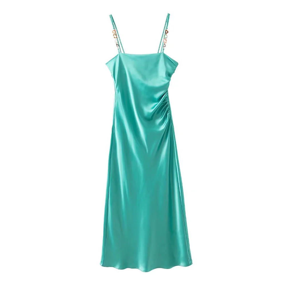 

Women's Design Sense 2022 Fashion New Chain Decorative Lingerie Style Sling Dress Retro Side Zipper Chic Female Dress Vestidos