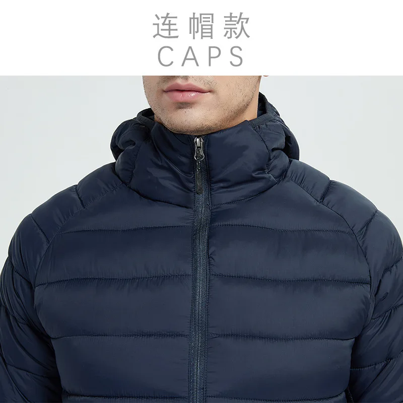 High Quality Men's Hooded Down Cotton Jacket Waterproof Lightweight Winter Warm Quilted Coat Slim Fit Fashion New Spring Autumn
