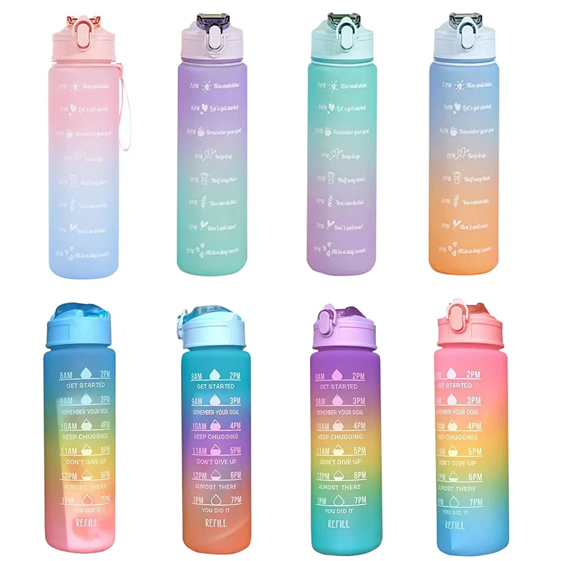 

900ML Portable Water Bottle Motivational Sports Water bottle with Time Marker Leak-proof Cup for Outdoor Sport Fitness BPA Free
