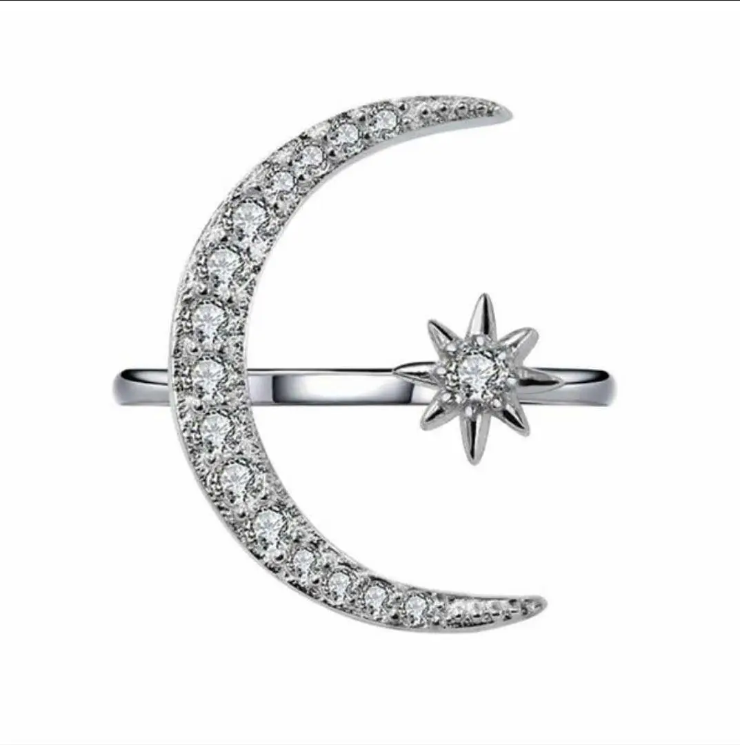

Hot Selling Star Moon Micro Inlaid Broken Diamond Open Ring Female