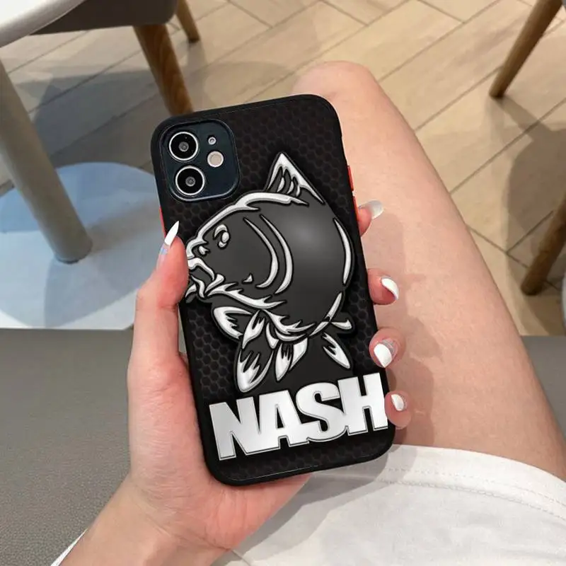 

Nash Fishing Logo Phone Case for iPhone 14 11 12 13 Mini Pro Max 8 7 Plus X XR XS MAX Translucent Matte Cover