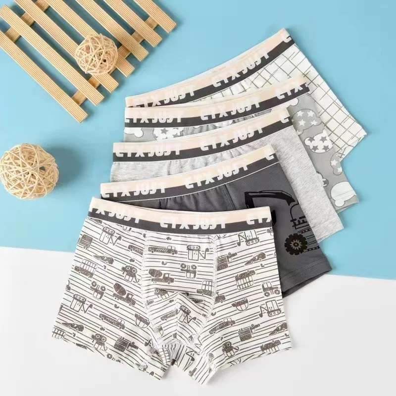 New Arrival Boys Boxer Underwear Cotton Breathable Panties for Toddler Baby Casual Children Soft Underpants 5pcs/lot 4 8 14Years