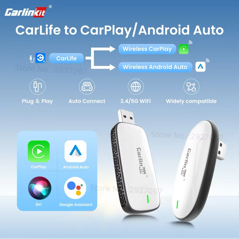 CarlinKit X1CA Baidu Carlife to Wireless CarPlay Android Auto адаптер 2 в 1 потоковая коробка Plug and Play с