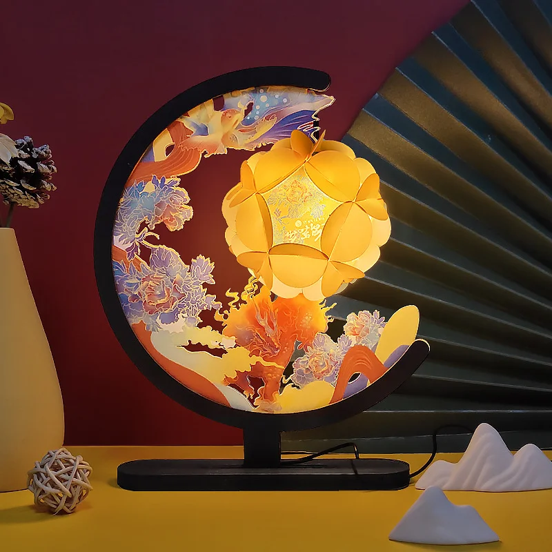 

Chinese Style Handmade DIY Decorative Table Lamp Home Bedside Decoration Light and Shadow Paper Carved Light Paper Night Light