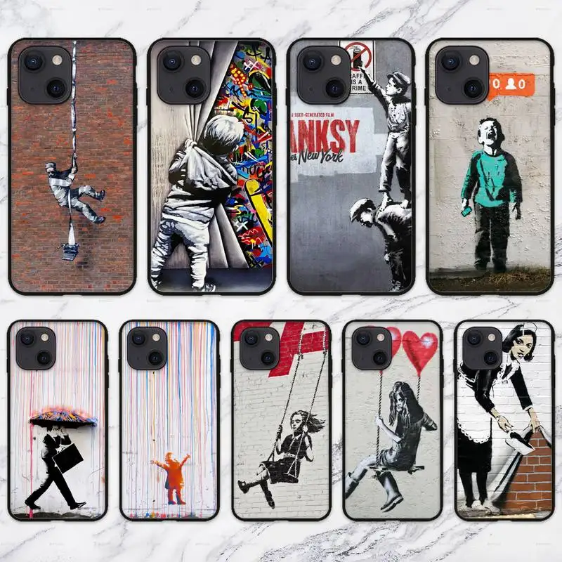 Чехол для телефона ART Graffiti Street Banksy для iPhone 11 12 Mini 13 Pro XS Max X 8 7 6s Plus 5 SE XR Shell on.