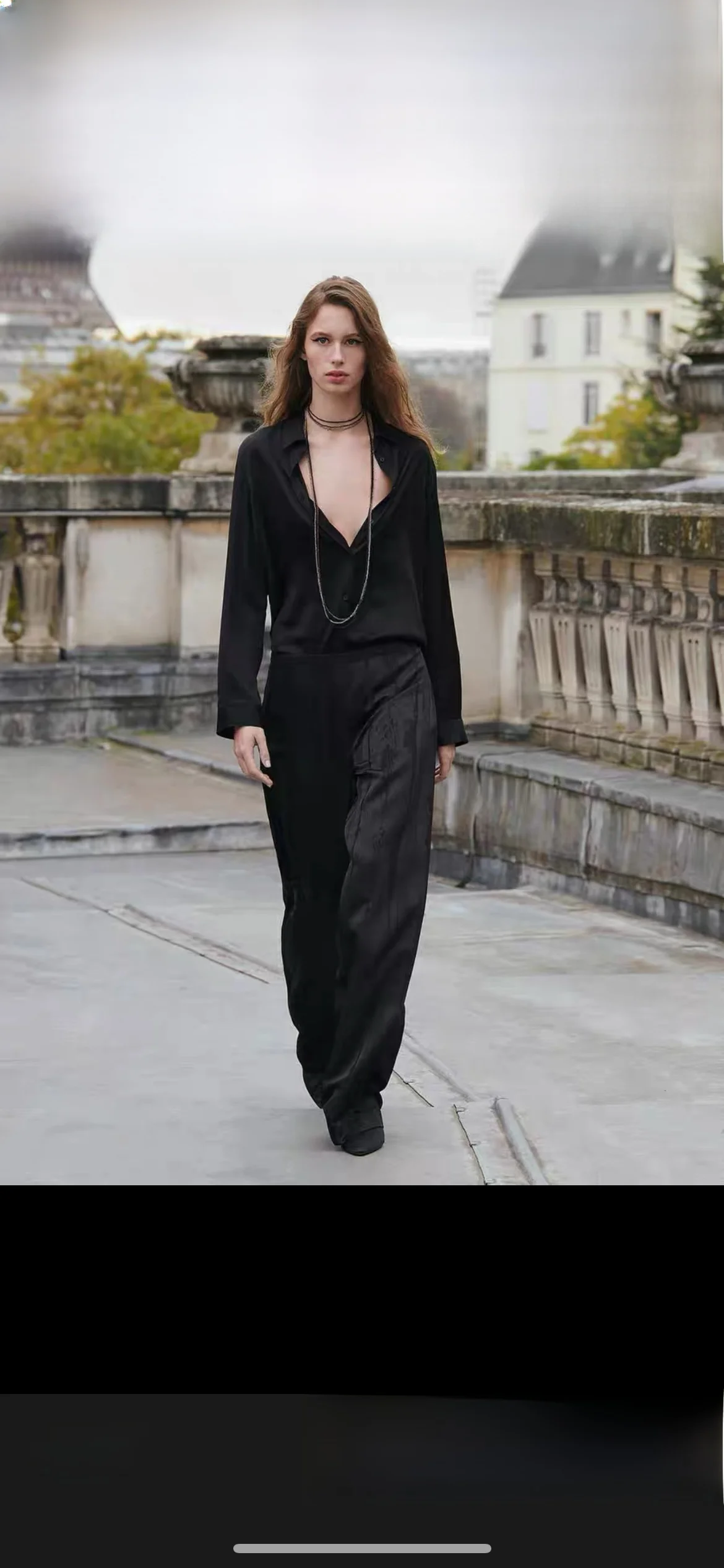 MD Внешняя торговля Французские рубашки Commuter Sle Old Money Advanced Sense Черные атласные с