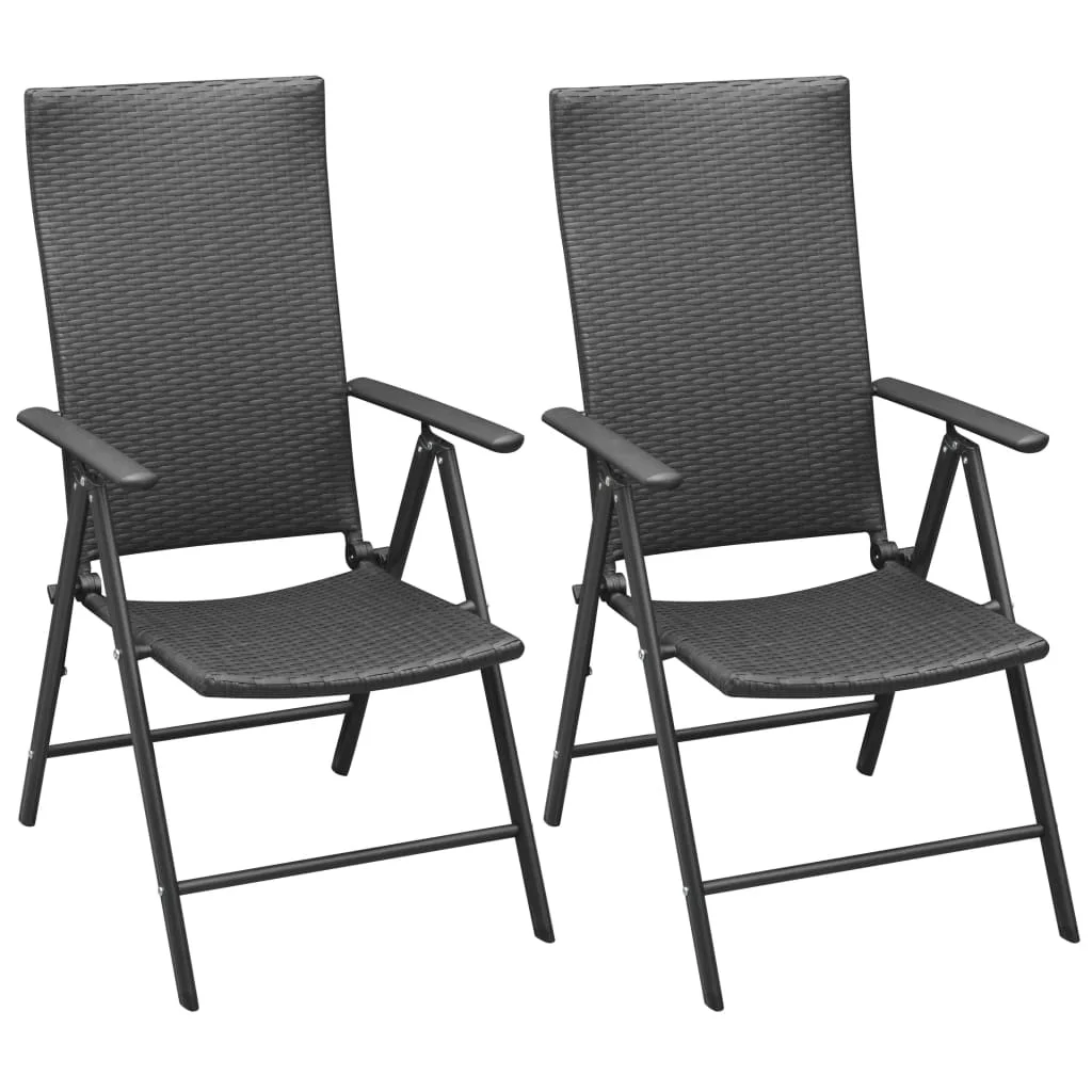 

Stackable Garden Chair of 2, Black Poly Rattan Outdoor Seat Chair, Patio Furniture 55 x 64 x 105 cm