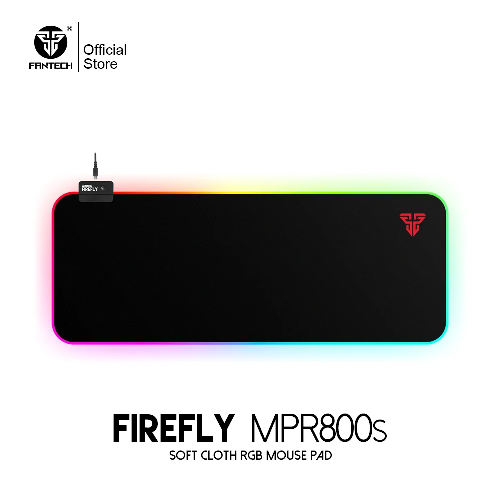 Игровой коврик для мыши FANTECH FIREFLY MPR800s со светодиодный Ной подсветкой, коврик большого размера для мыши 800x300 мм, водоотталкивающий RGB компьютерный Настольный коврик