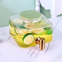 glass cold water pitcher with tap 2 8l large capacity beverage barrel fruit teapot square juice pot ceramic sealed lid