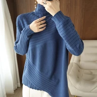 womens sweater half turtleneck spring autumn korean version 2022 new outer wear irregular long sleeved loose sweater