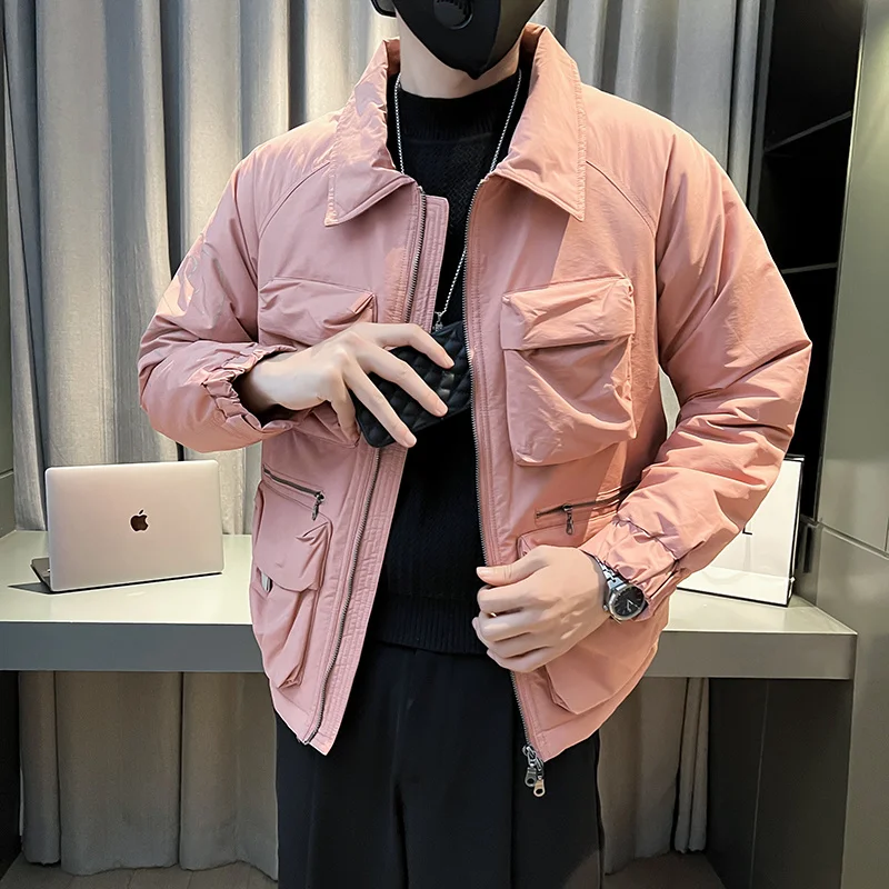 Winter Jacket Men Warm Fashion Casual Thick Pocket Jackets Mens Streetwear Korean Loose Thicken Short Coat Mens Parker M-2XL