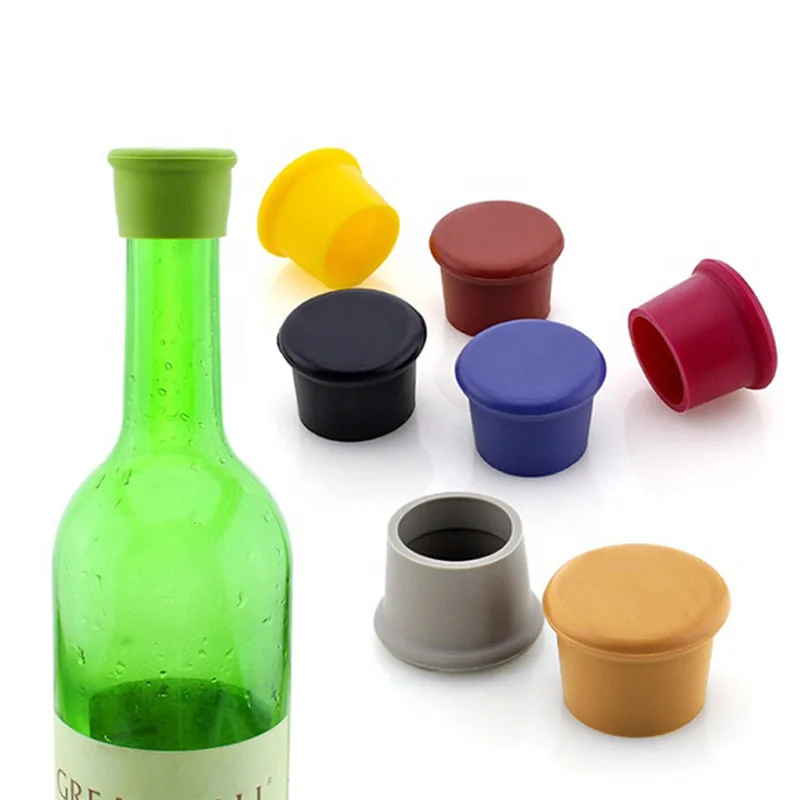 

5Pcs Silicone Wine Stopper Leak Free Wine Bottle Cap Fresh Keeping Sealers Beer Beverage Champagne Closures For Bar Accessories