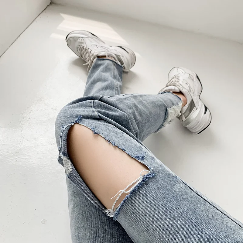 Ripped Jeans Woman High Waist Korean Fashion Denim Streetwear Straight Leg Jeans Women 2022 Vintage Clothes Women's Pants Y2k