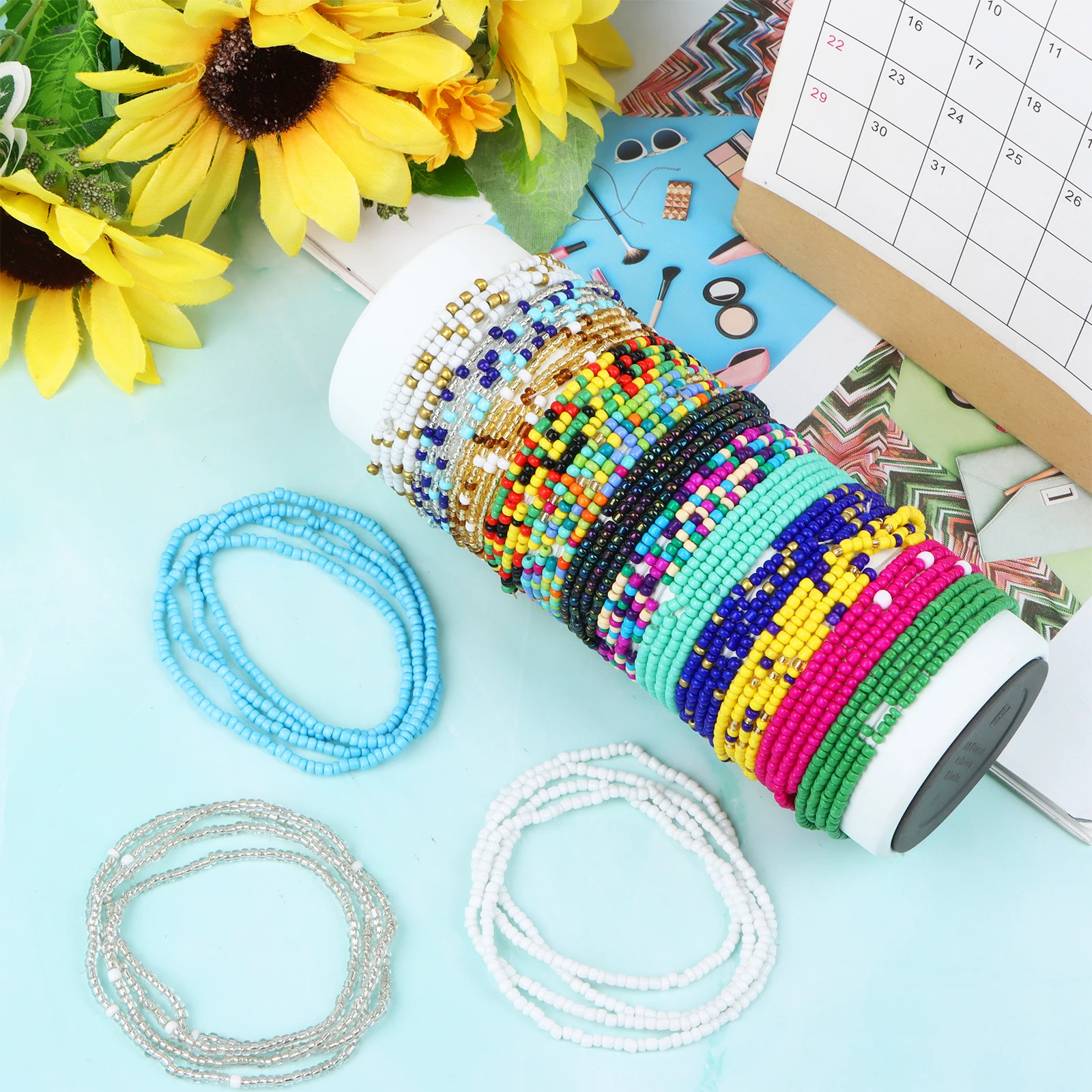 

African Waist Beads Chain Colorful Rice Beads Beach Chain Summer Popular Waist Chain Female