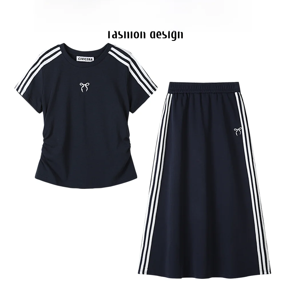 Женское платье с вышивкой Civicera летняя футболка коротким рукавом и юбка высокой