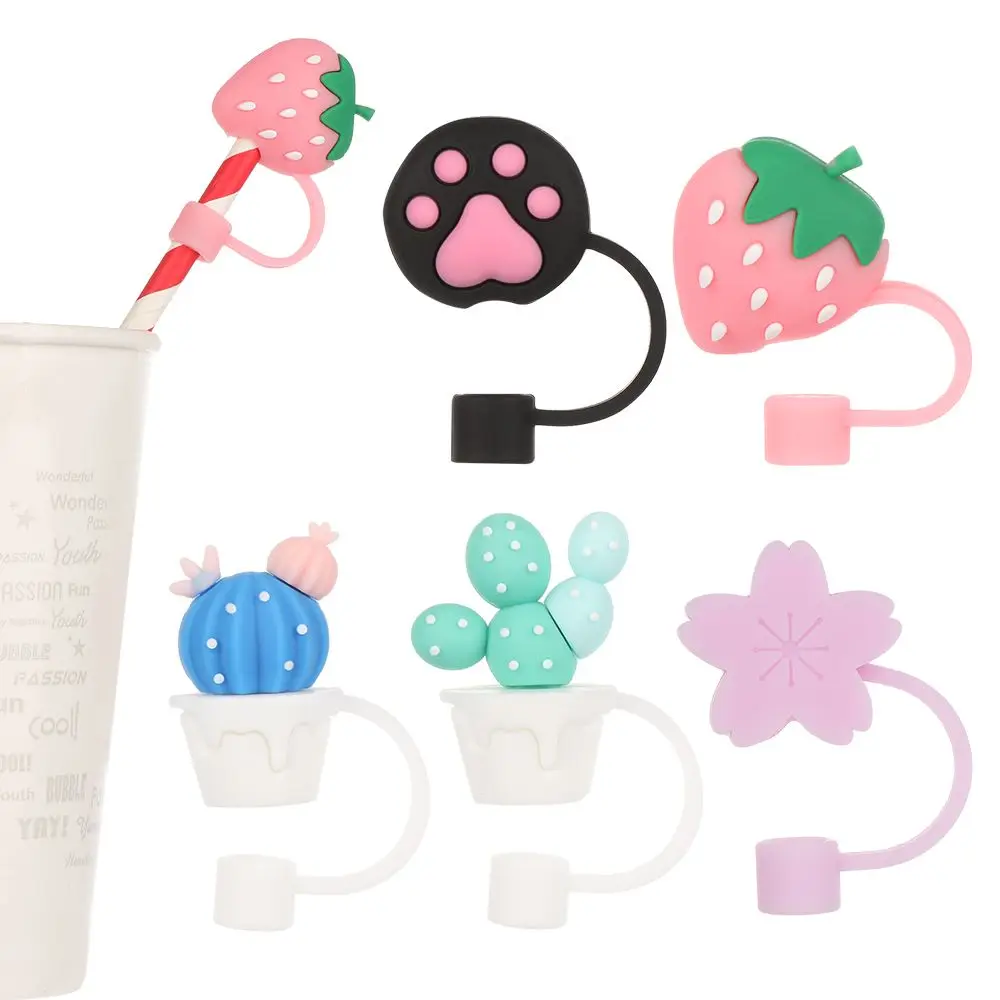 

Creative Silicone Straw Plug Reusable Drinking Dust Cap Glass Cup Accessories Cartoon Plugs Tips Cover