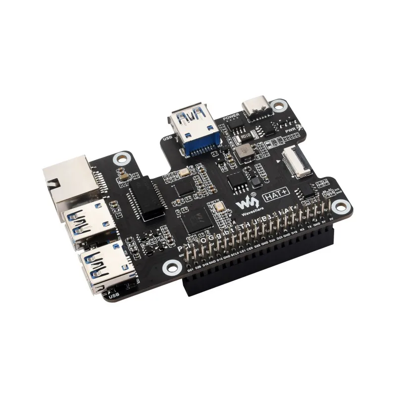 Фото Плата PCIe для подключения Gigabit Ethernet и USB 3.2 Gen1 для Raspberry Pi 5, 3x USB 3.2 Gen1, 1x Gigabit Ethernet, без драйверов №2