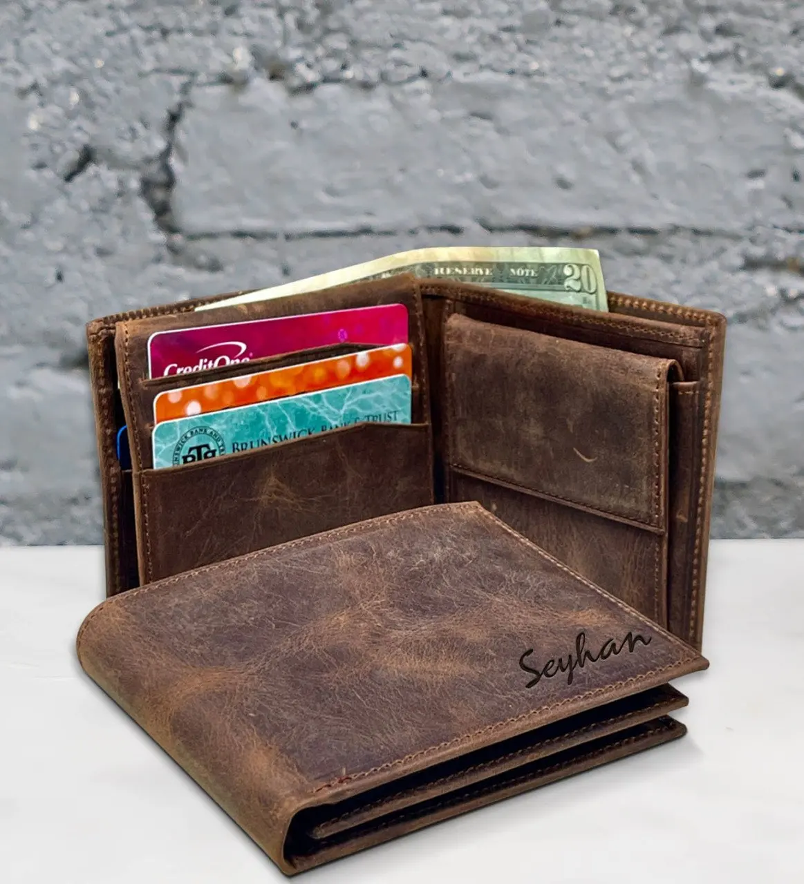 

Personalized Is Genuine Leather Brown Wallet