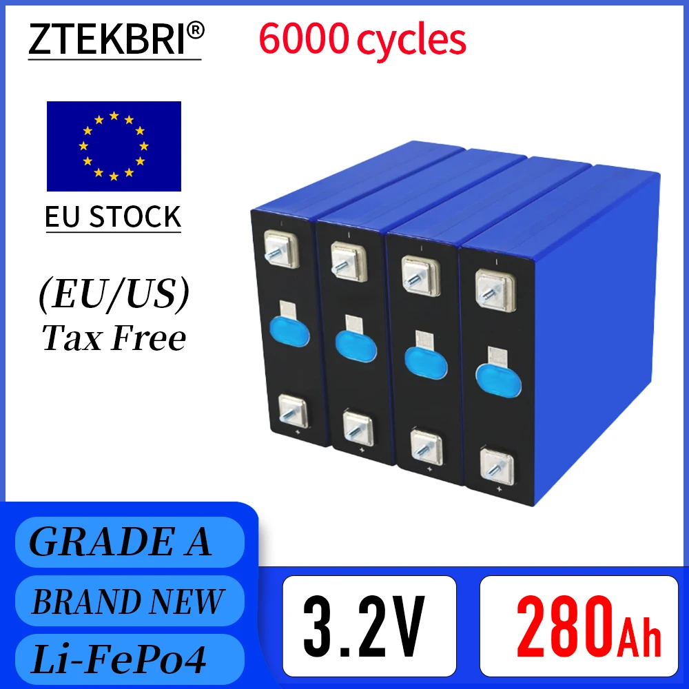 Фото ZTEKBRI 3,2 В 280 Ач LIFEPO4 АККУМУЛЯТОРНАЯ АККУМУЛЯТОРНАЯ СИСТЕМА ЭНЕРГЕГИИ ДОМА, АКЦИЯ ЕС, СОЛНЕЧНЫЕ БАТАРЕЯ БАТАРЕЯ, КОМПЛЕКТЫ для перезарядки «сделай сам», 12 В 24 В, 48 В №1