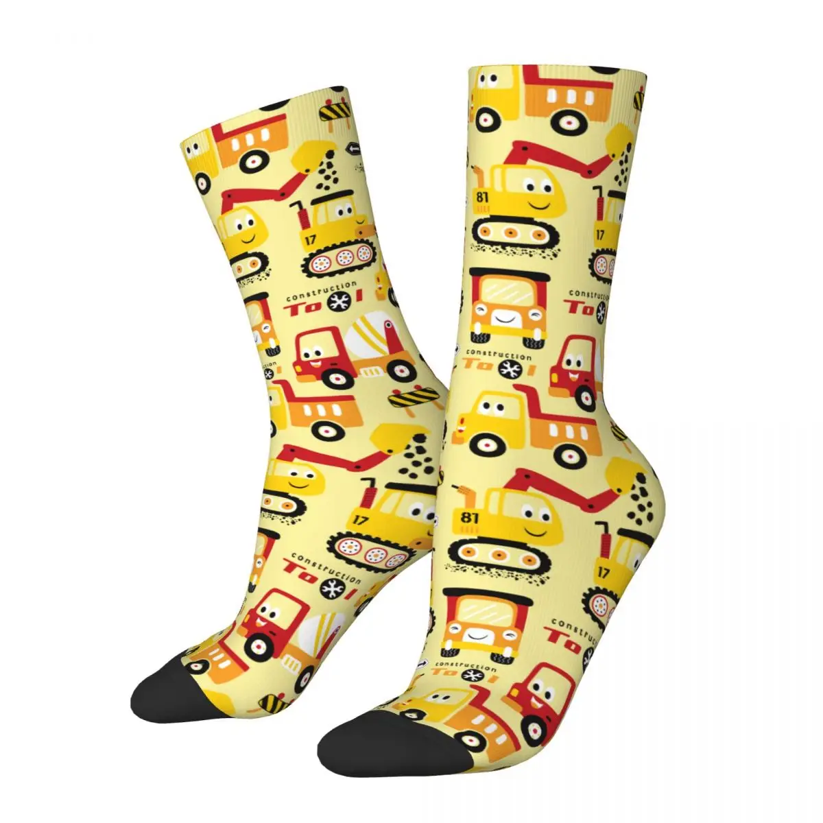 

Cartoon Truck Excavator Socks Men Women Backhoe Cranes Equipment Socks Novelty Summer Autumn Winter Middle Tube Socks Gifts