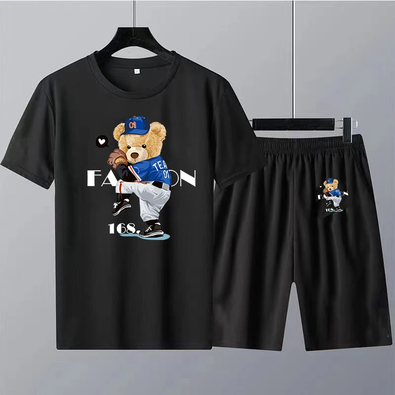 Summer Men T-shirt Street Teddy Bear Selfie Swag Girl Print Men Tops Casual Fashion T Shirt Mens Short Sleeve Hip Hop Streetwear