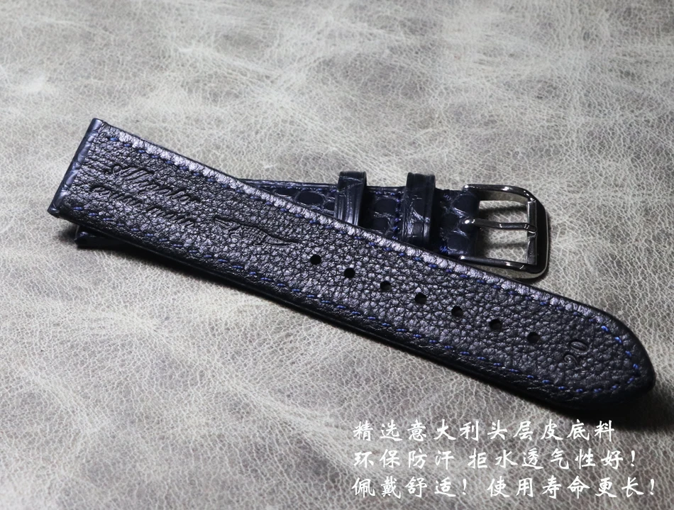 High quality alligator leather strap 18mm19mm20mm21mm22mm handmade wristband High-end Universal Watch band black blue Bracelet