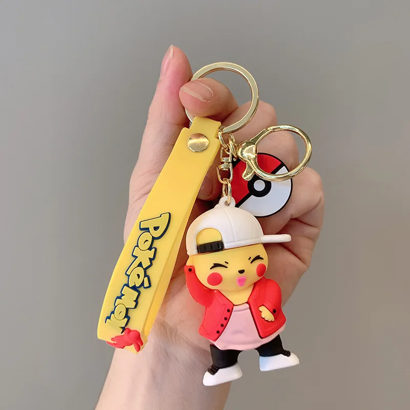 

Anime New Figures Pikachu Doll Key Chain Pokmon Action Figures Bag Key Ring Pendant Squirtle Psyduck Keychain Model Kids Gifts