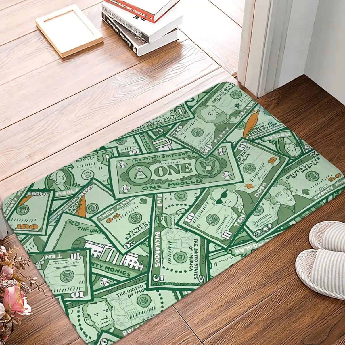 

Money Non-slip Doormat Green Bath Kitchen Mat Welcome Carpet Home Modern Decor