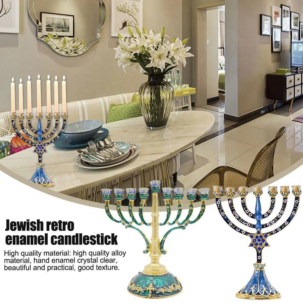

Hanukkah Star Menorah David Candelabra Candle Candlestick Candleholder Decoration Holder Festival Gifts Paited Home Party H A0u7