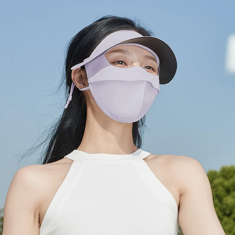 Facekini Women's Outdoor Cycling Sunscreen Masks Anti-ultraviolet Sunshade Black Rubber Brim Sun Protection Full Face Mask