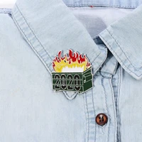 dumpster fire jewelry creative enamel pin cartoon new year gift lapel pins womens brooch badges friends christmas fashion