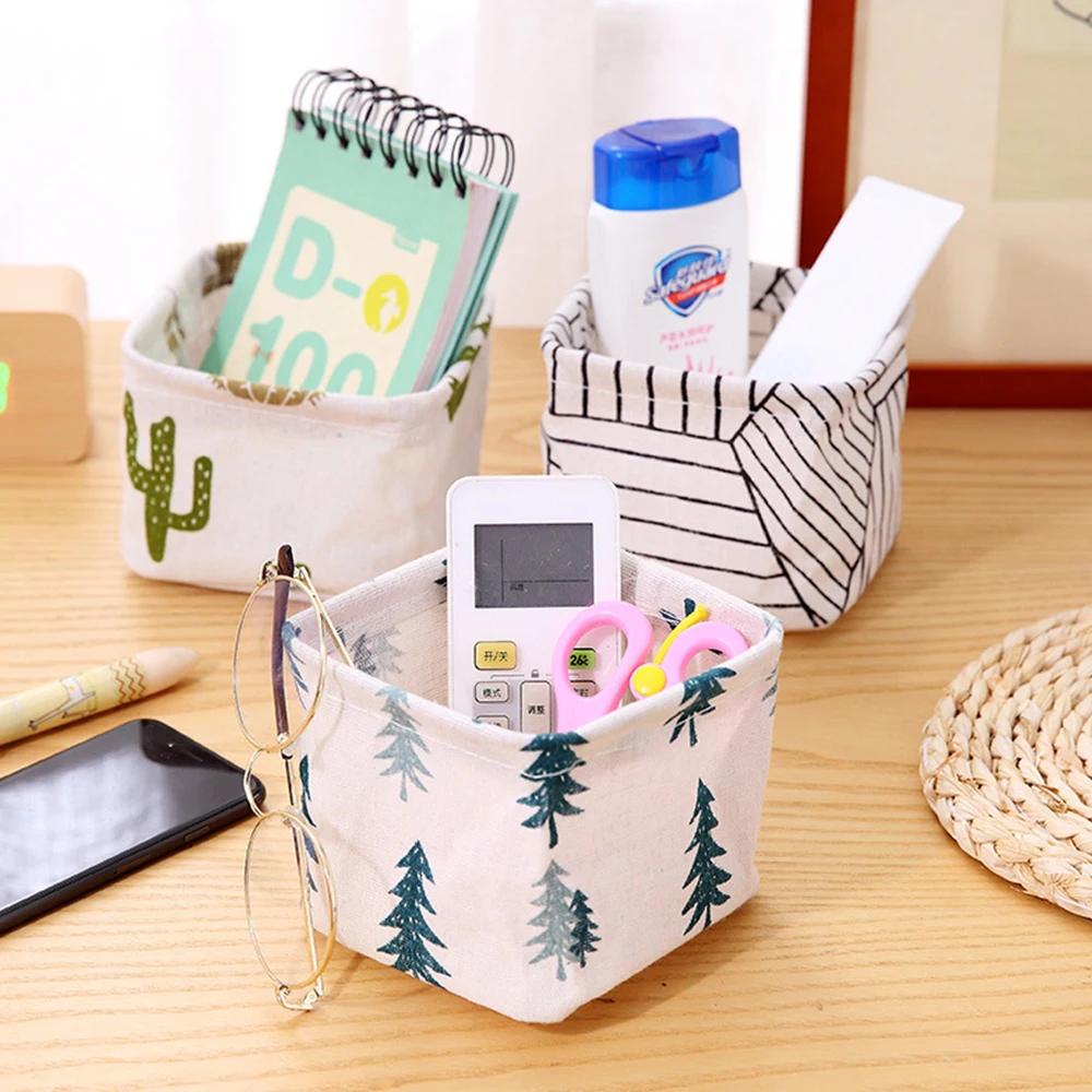 

DIY Desktop Storage Basket Foldable Sundries Bin Underwear Toy Organizer Storage Box Stationery Cosmetic Book Bag Container 1pc