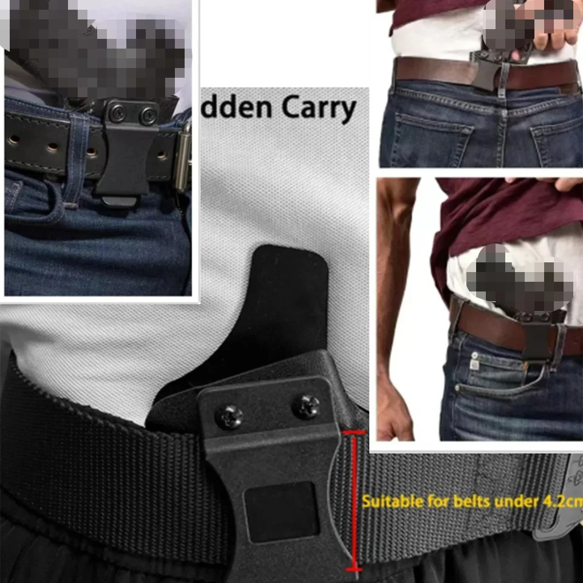 Фото Кобура из ПВХ для 1911, Glock 17, 19, 26, 43, 43X, Taurus M17, P07, P365, PPQ, внутренняя, для скрытого ношения, с клипсой для ремня, подсумок-кобура №2