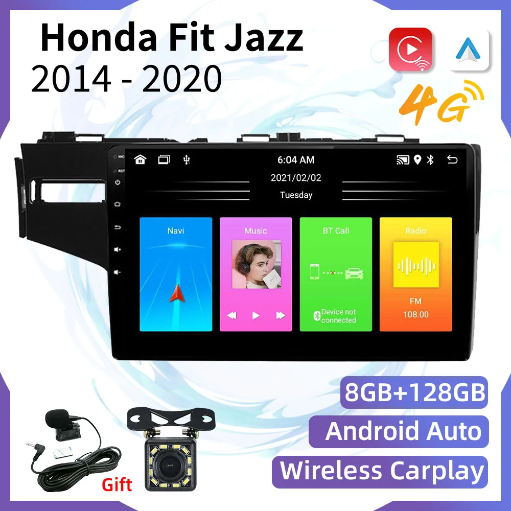 

2 Din Android Car Radio for Honda Fit Jazz 2014-2020 Car Stereos Multimedia Player GPS 4G Navigation Autoradio Head Unit Carplay