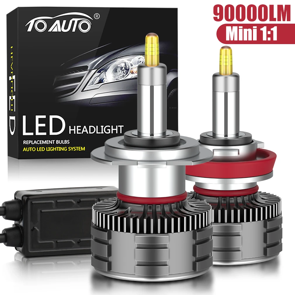 

90000LM H7 LED Canbus Car Headlight Bulb 4 Sides H1 H11 H8 HB3 9005 HB4 9006 9012 HIR2 120W Led Auto Lamp 360 CSP 6500K 12V